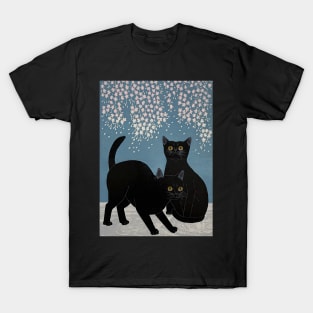 Neko and Sakura Japanese Vintage Art Ukiyo-e T-Shirt